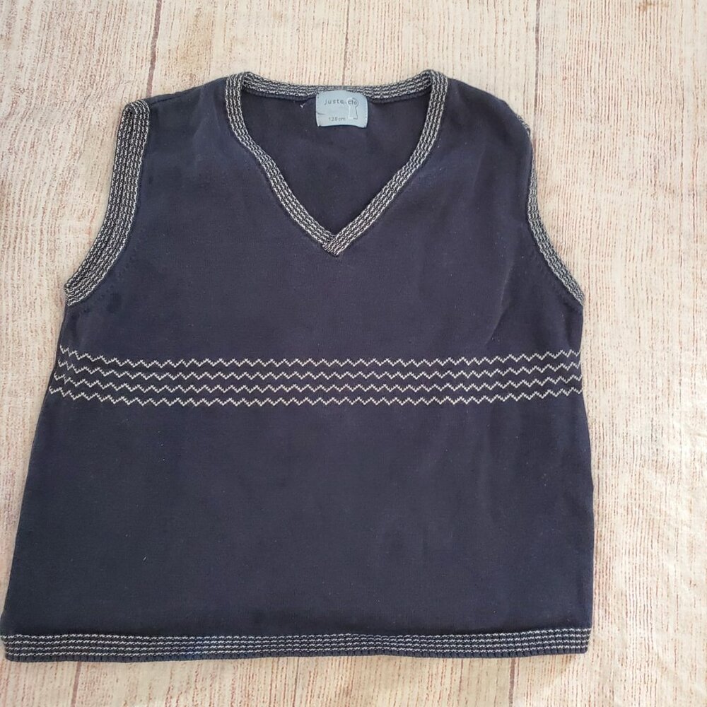 Juste Cle charcoal gray cotton sweater vest sz 128cm (7-8)